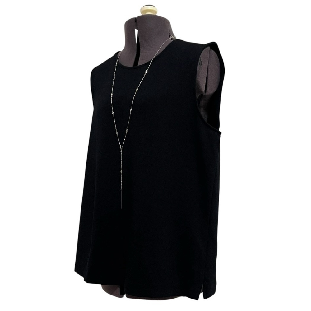 J. Crew Black Jeweled Button Back Sleeveless Ponte Tank Top Size M - Picture 6 of 15